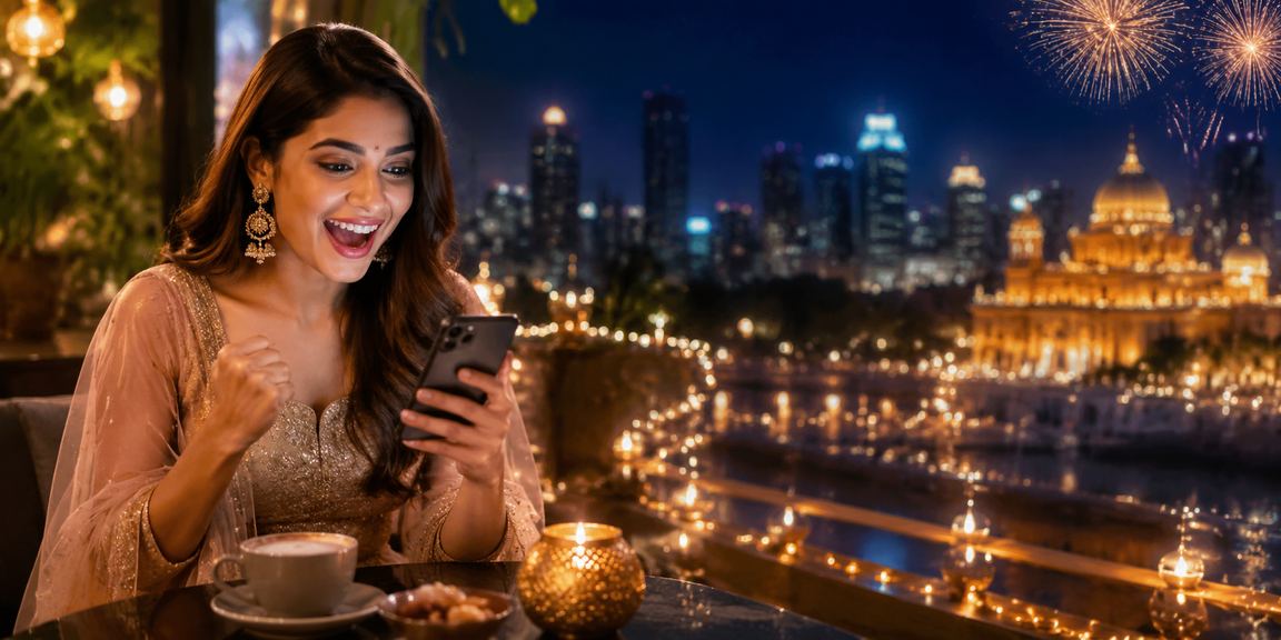 Festive Diwali scene in Pune with 4girl logo